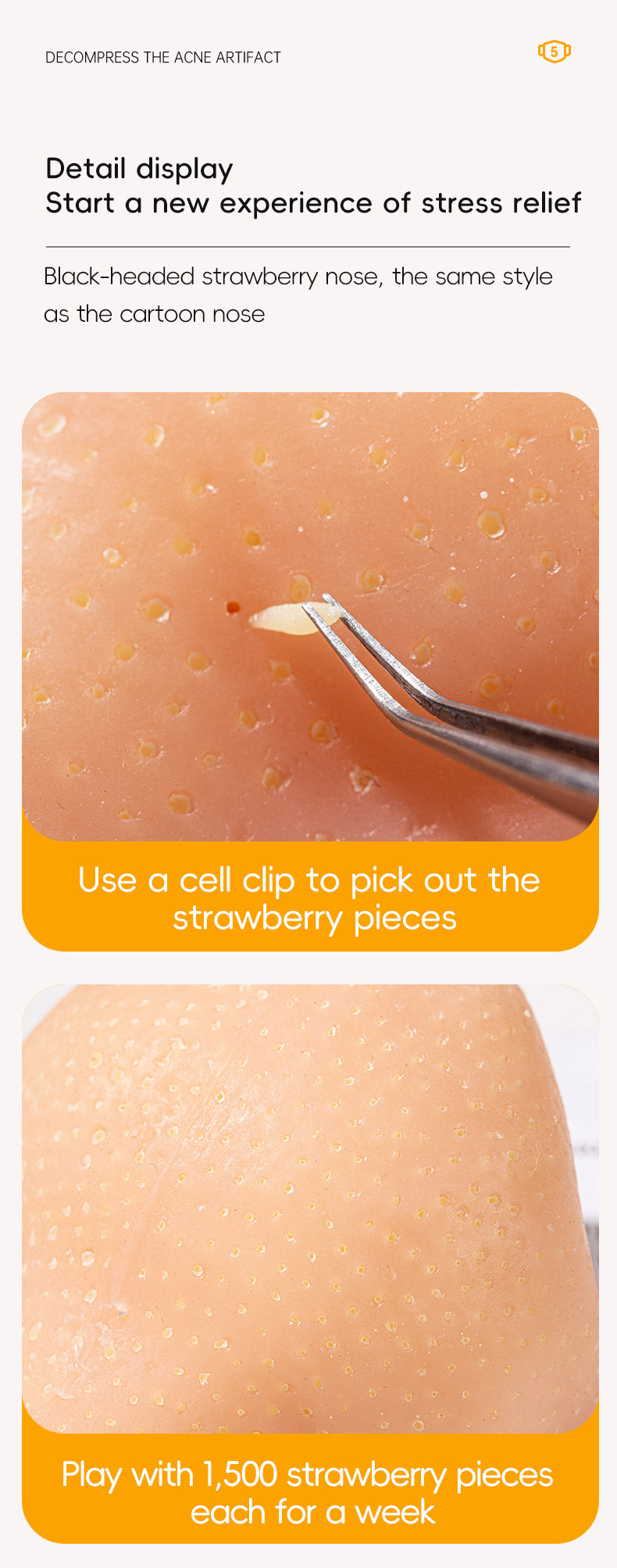 Stress Relief Toy - Portable Silicone Nose Model for Popping Blackheads, Whiteheads, and Strawberry Nose; Simulated Acne Squeezing to Relieve Pressure