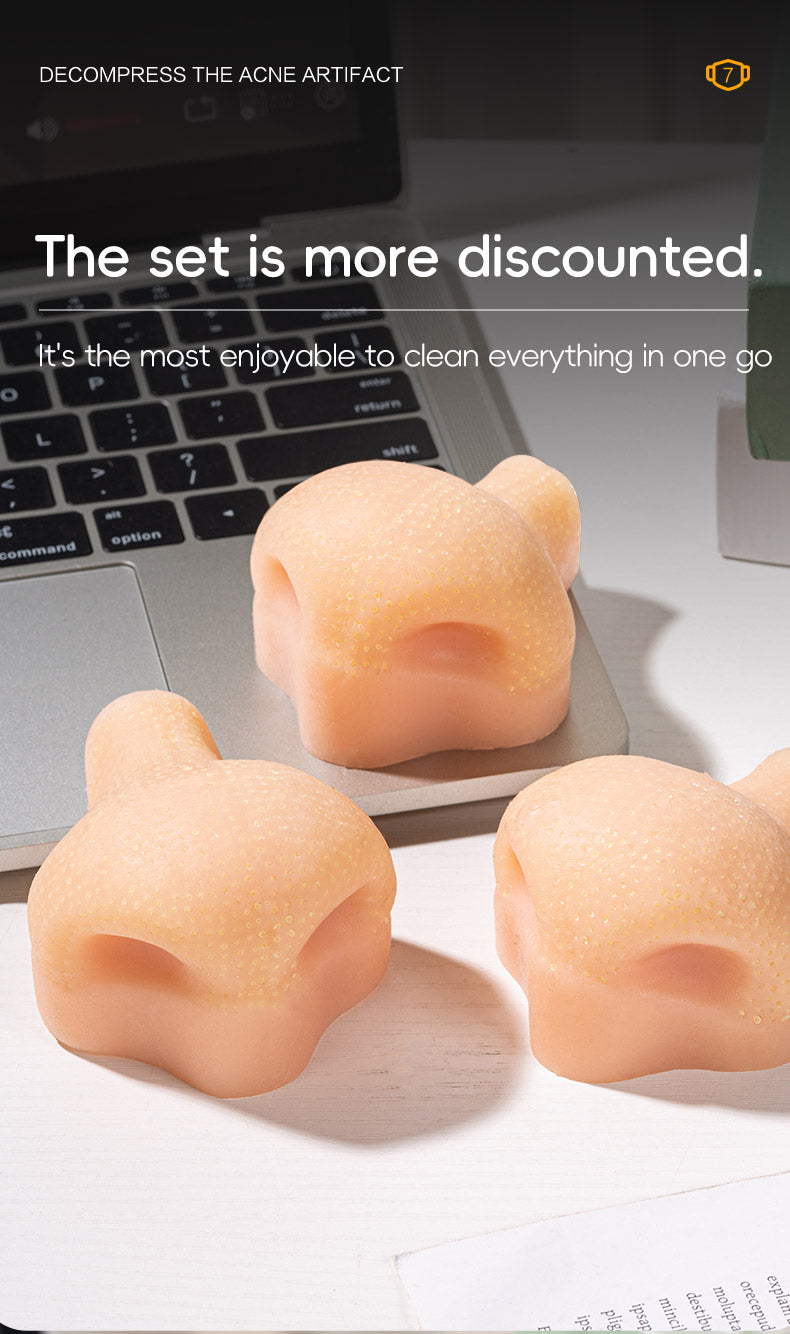 Stress Relief Toy - Portable Silicone Nose Model for Popping Blackheads, Whiteheads, and Strawberry Nose; Simulated Acne Squeezing to Relieve Pressure