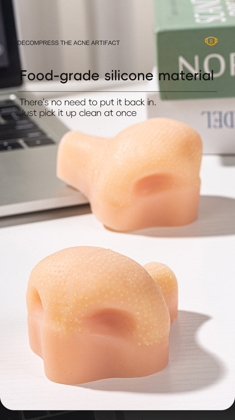 Stress Relief Toy - Portable Silicone Nose Model for Popping Blackheads, Whiteheads, and Strawberry Nose; Simulated Acne Squeezing to Relieve Pressure