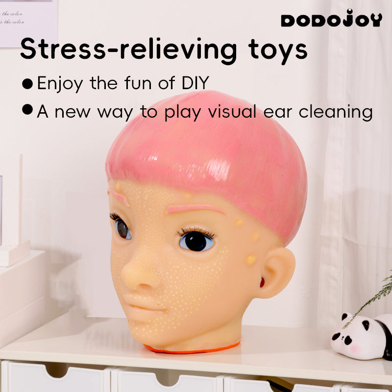 Stress Relief Toy - Pimple Squeezing Clip for Blackheads, Silicone Stress Ball with Realistic Head Model, Addictive Squeeze Toy for Venting