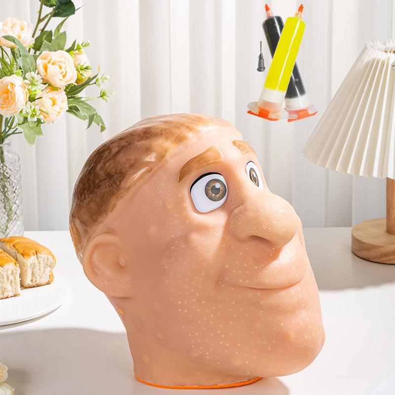 Stress Relief Toy - Pimple Squeezing Clip for Blackheads, Silicone Stress Ball with Realistic Head Model, Addictive Squeeze Toy for Venting